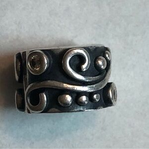 Authentic Pandora SterlingSilver Swirl and Clear CZ Clip Spacer